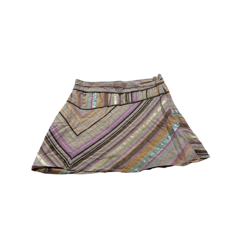 Y2K Volcom Mini Skirt Surf Striped Boho Swiss Dot Y2K Indie Vacation 2000s M